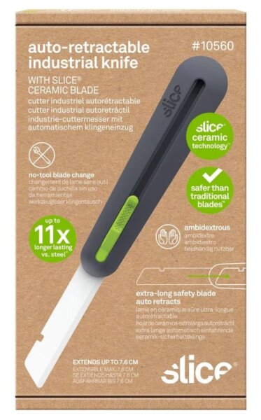 Auto-Retract Industrial Knife Black/ Green Blister